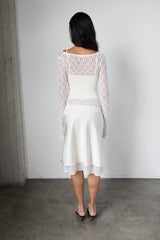 ASYMMETRICAL SHEER LACE LAYERED TOP