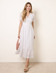 Embroidery Detail V-Neck Dress
