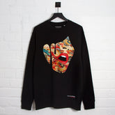 Droplet Face 011 Front Print - Sweatshirt - Black