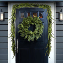 H Potter - Faux Cedar Creek Wreath & Garlands Set