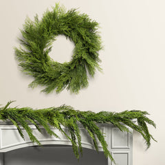 H Potter - Faux Cedar Creek Wreath & Garlands Set