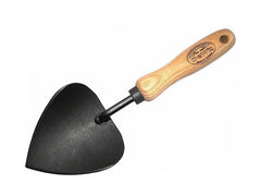 h potter dewit metal potting trowel with wooden handle on a white background