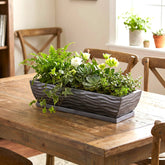 H Potter Rectangular Planter Flower Pot Indoor Outdoor Window Box Black Nickel Finish
