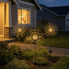 set of 3 h potter solar sparkle stake lights in front yard