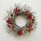 H Potter Winterberry & Gold Dried Holiday Wreath – Indoor/Outdoor