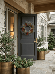 H Potter Winterberry & Gold Dried Holiday Wreath – Indoor/Outdoor