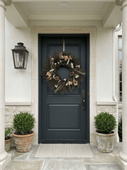 H POTTER HARVEST PLUME DRIED WREATH ON FRONT DOOR LARGE 30 INCH DIAMETER