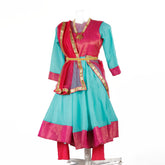 kathak dance dress - Firozi & Magenta Anarkali Chooridaar