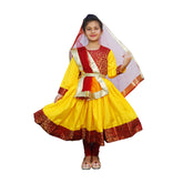 Kathak Dress - Yellow & Maroon Anarkali Dress IMC40000-Yelmaroon