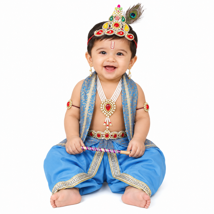 Krishna Dress for Baby Boy Kids Set of 10 Little Krishna Ji Kanha Janmasthmi Costume for Kids