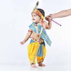 Krishna Dress for Baby Boy Kids Set of 10 Little Krishna Ji Kanha Janmasthmi Costume for Kids (IMC45001-Yelfirozi)