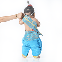 Krishna Dress for Baby Boy Kids Set of 10 Little Krishna Ji Kanha Janmasthmi Costume for Kids (IMC45001-Firozi)