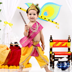 Krishna Dress for Baby Boy Kids Set of 10 Little Krishna Ji Kanha Janmasthmi Costume for Kids