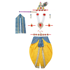 Krishna Dress for Baby Boy Kids Set of 10 Little Krishna Ji Kanha Janmasthmi Costume for Kids (IMC45001-Yelfirozi)