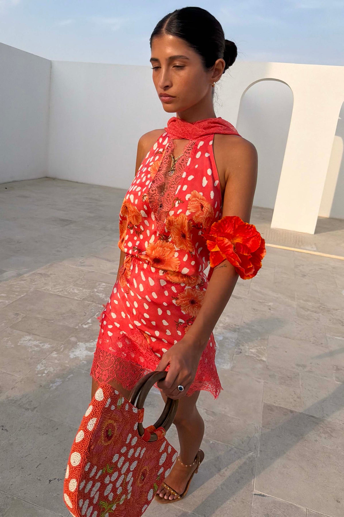 Coral Fawn Poppy Lily Top