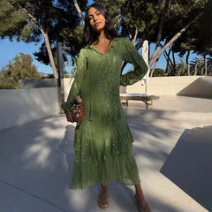 Green Jacquard Harmony Dress