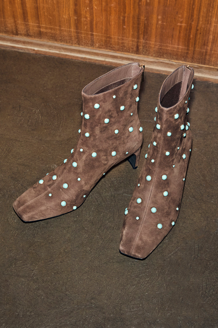 Chocolate Studded Suede Boots