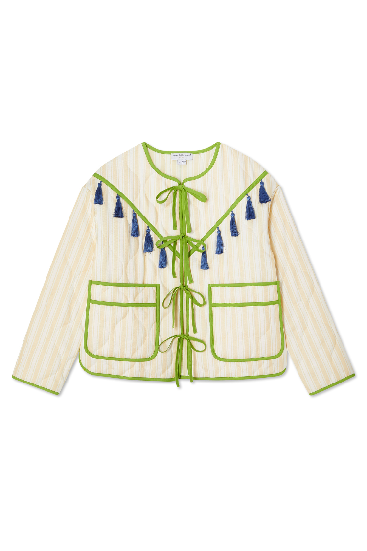 Butter Yellow Stripe Quilted Jacket
