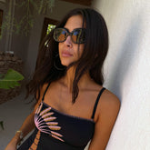 Black Studded Acetate Sunglasses