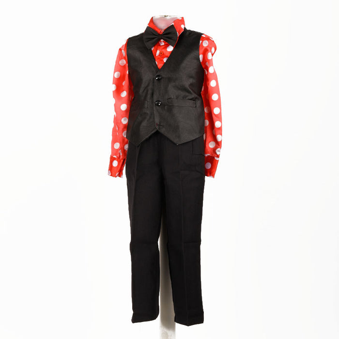 Partywear Dress For Boy - Shirt Waist Coat & Bow