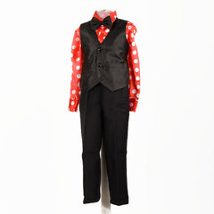 Partywear Dress For Boy - Shirt Waist Coat & Bow