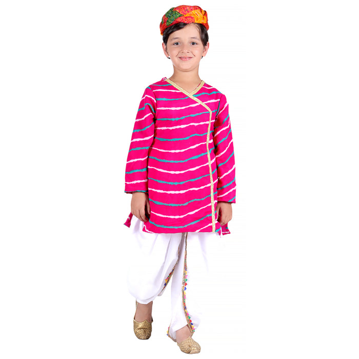 Rajasthani Dress For Boys Kids Indian States & Folk Dance Costume (IMC45006-MAGENTA)