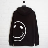 Side Smiley Back - Pullover Hood - Black