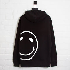 Side Smiley Back - Pullover Hood - Black