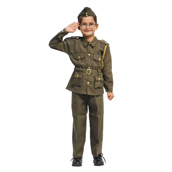 Subhash Chandra Bose Costume Dress for Kids Boys Freedom Fighter&National Hero Kids Fancy Dress Costume