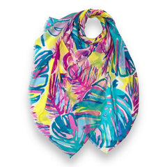 Tropical Flower and Leaves Print Scarf