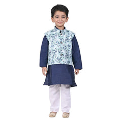 Vaanee Designz Boys Ethnic Wear Waistcoat Kurta Pyjama Set in Navy Blue for Boys Kids