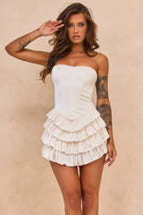 Velour Reverie Satin Mini Dress - Cream