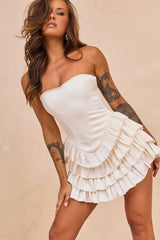 Velour Reverie Satin Mini Dress - Cream