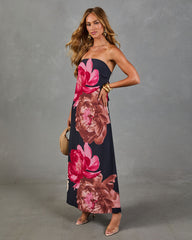 Night Orchid Floral Midi Dress