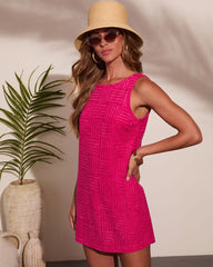 Milenah Embossed Terry Checkered Mini Dress