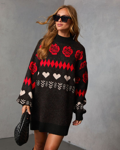 Marrene Abstract Mini Sweater Dress