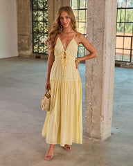 Sunset Layover Cotton Bust Tie Maxi Dress