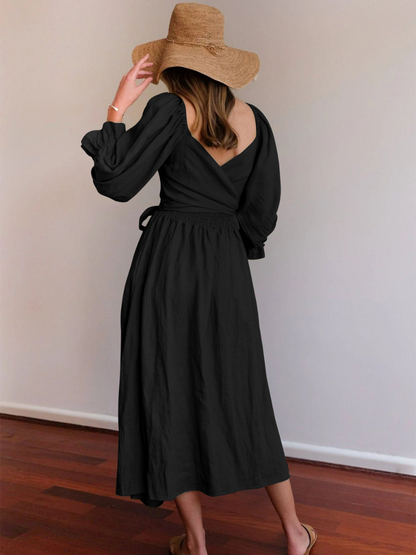CALL IT LOVE TWO WAY TIERED MIDI DRESS - BLACK