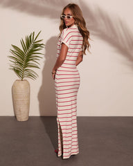 Endless Afterglow Striped Knit Maxi Shirt Dress