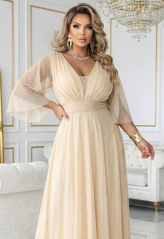 LBD Exclusive Beige Caitlin Plus Size Dress