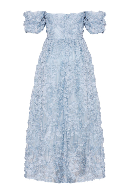 True Decadence Blue Amelia Blue Floral Bardot Skater Dress