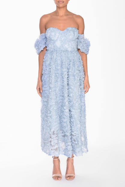 True Decadence Blue Amelia Blue Floral Bardot Skater Dress