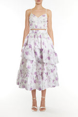 True Decadence Joelle Co-ord Lilac Floral Organza Corset Style Crop Top
