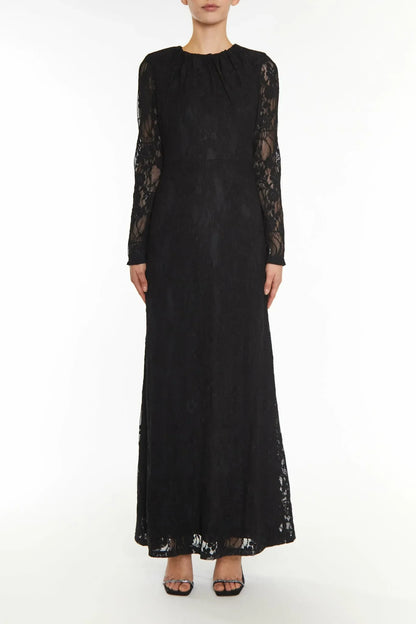 True Decadence Black Siena Lace Maxi Dress