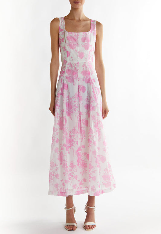 True Decadence Candy-Pink Floral Leanna A-line Midaxi Dress