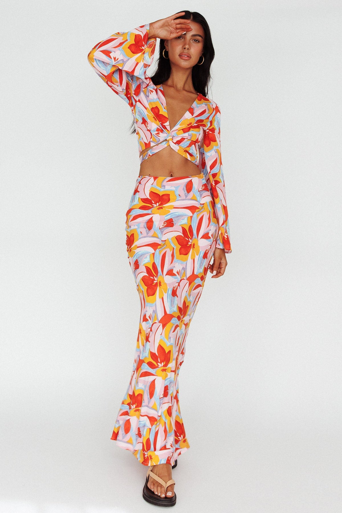 Avalo Mermaid Maxi Skirt Floral Pink
