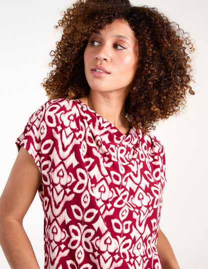 Cowl Neck Deep Hem Top