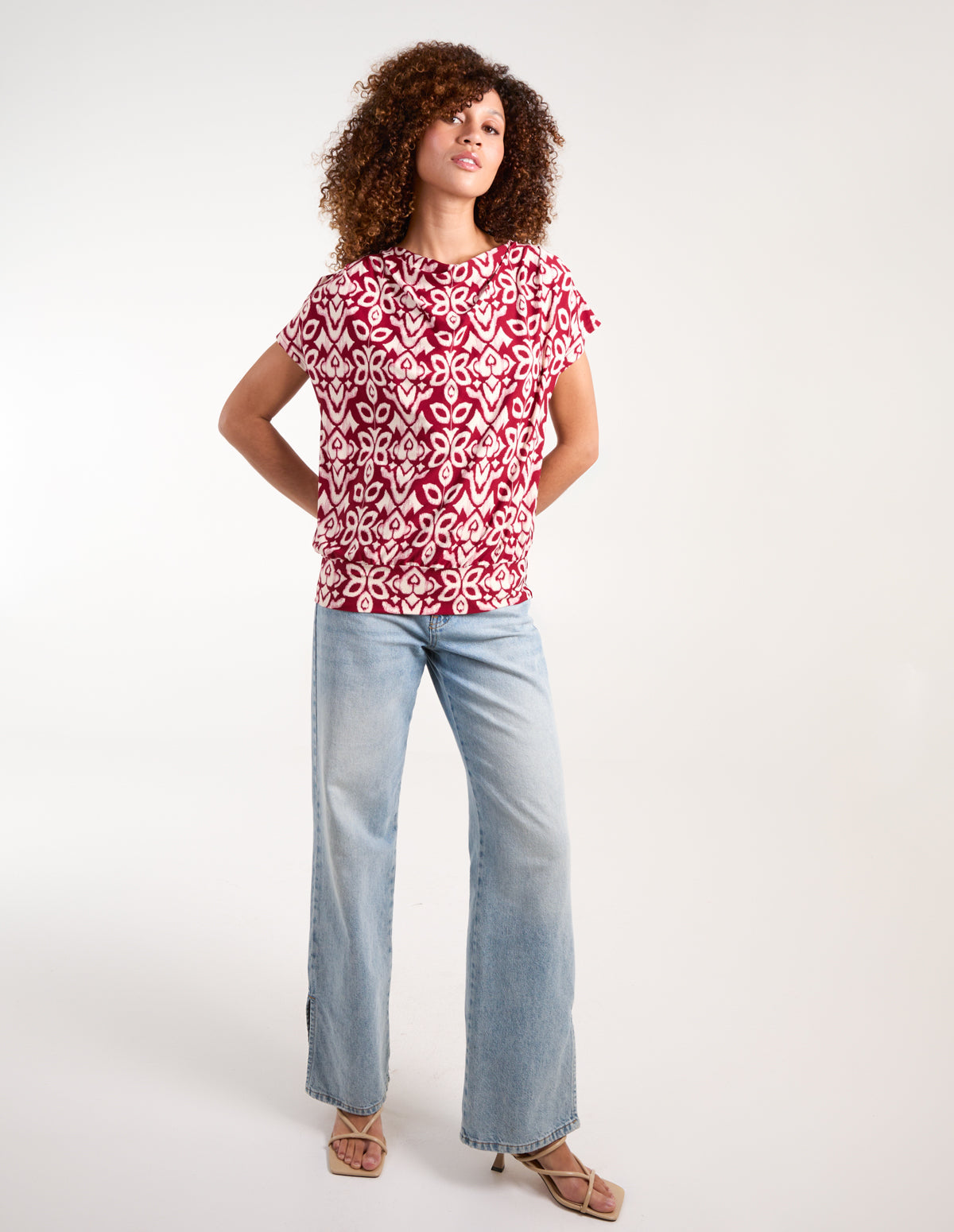 Cowl Neck Deep Hem Top