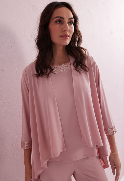 Samantha Jane Pink 3 Piece Trouser Suit