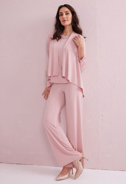 Samantha Jane Pink 3 Piece Trouser Suit